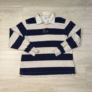 IZOD Varsity Rugby shirt Men's Navy striped long sleeve Size Large Sporty Casual